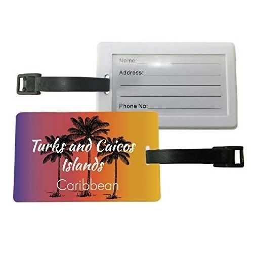 Turks And Caicos Islands Caribbean Palm Tree Surfing Trendy Souvenir Travel Luggage Tag 2-Pack