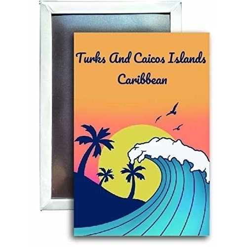 Turks And Caicos Islands Caribbean Souvenir 2x3 Fridge Magnet Wave Design