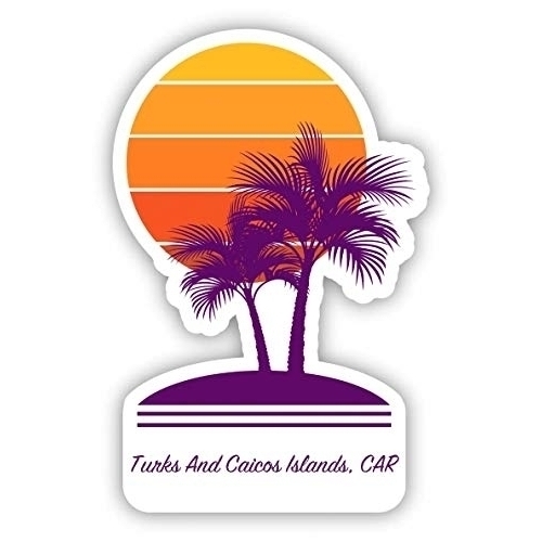 Turks And Caicos Islands Caribbean Souvenir 4 Inch Fridge Magnet Palm Design