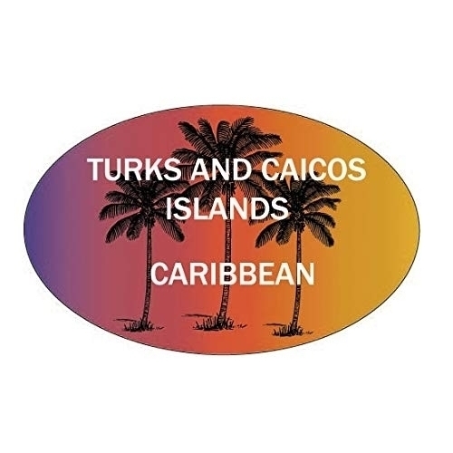 Turks And Caicos Islands Caribbean Souvenir Palm Trees Surfing Trendy Oval Decal Sticker
