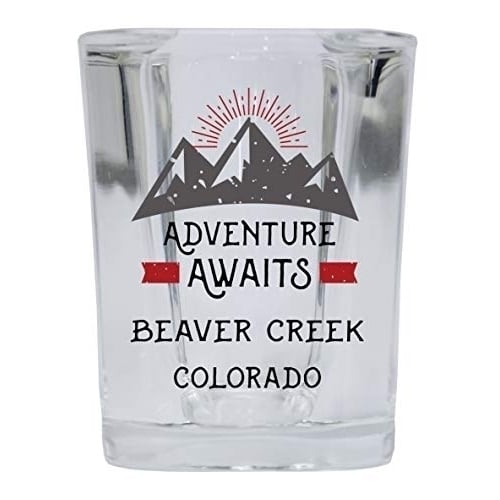Beaver Creek Colorado Souvenir 2 Ounce Square Base Liquor Shot Glass Adventure Awaits Design