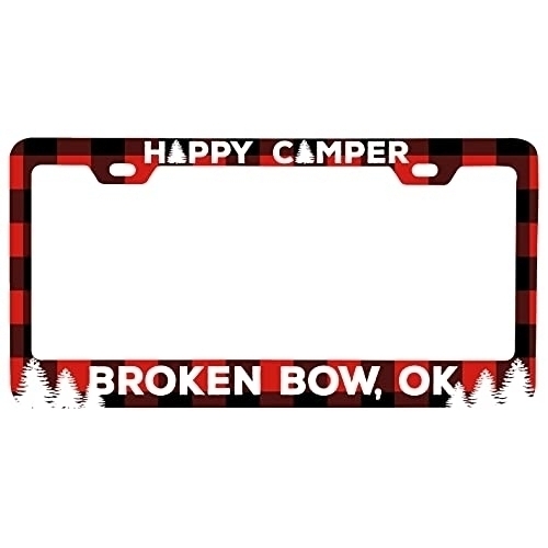Broken Bow Oklahoma Car Metal License Plate Frame Plaid Design