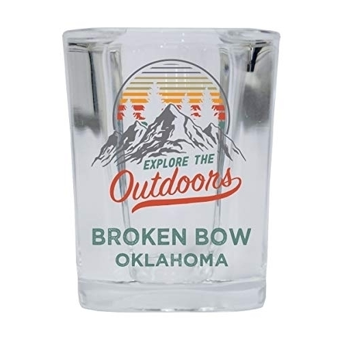 Broken Bow Oklahoma Explore The Outdoors Souvenir 2 Ounce Square Base Liquor Shot Glass