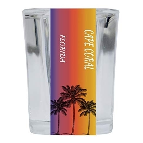 Cape Coral Florida 2 Ounce Square Shot Glass Palm Tree Design 4-Pack