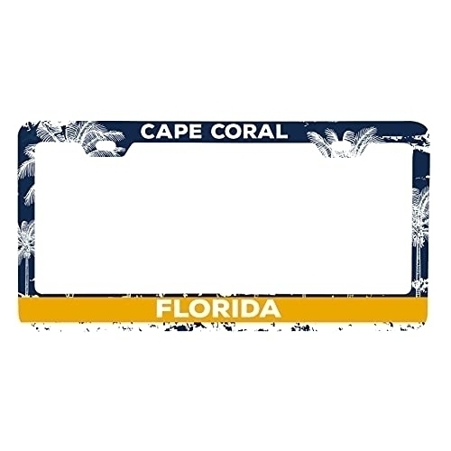 Cape Coral Florida Metal License Plate Frame Distressed Palm Design