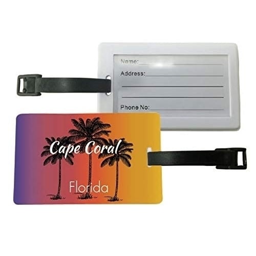 Cape Coral Florida Palm Tree Surfing Trendy Souvenir Travel Luggage Tag 2-Pack