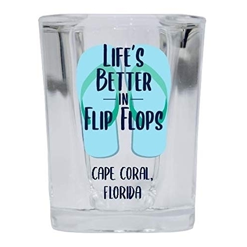 Cape Coral Florida Souvenir 2 Ounce Square Shot Glass Flip Flop Design