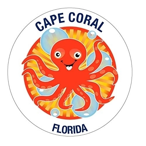 Cape Coral Florida Souvenir 4 Inch Vinyl Decal Sticker Octopus Design