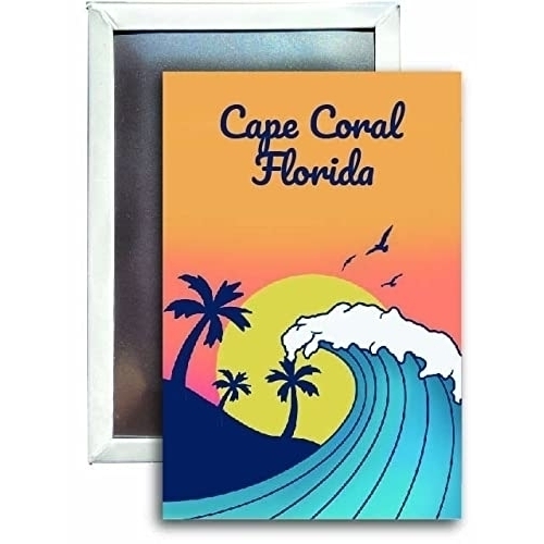 Cape Coral Florida Souvenir 2x3 Fridge Magnet Wave Design