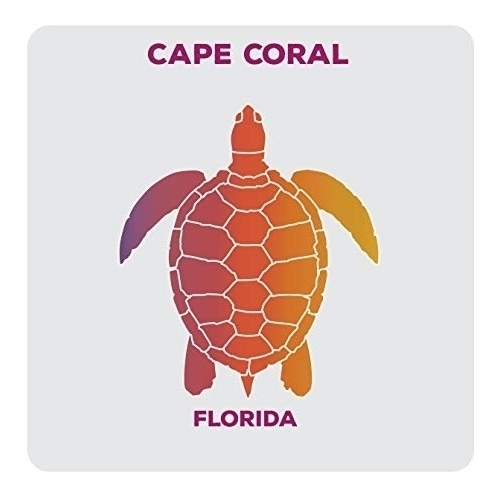 Cape Coral Florida Souvenir Acrylic Coaster 8-Pack Turtle Design