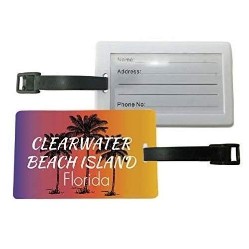 Clearwater Beach Island Florida Palm Tree Surfing Souvenir Travel Luggage Tag 2-Pack