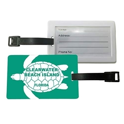 Clearwater Beach Island Florida Turtle Design Souvenir Travel Luggage Tag 2-Pack