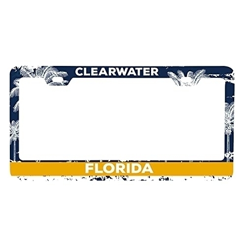Clearwater Florida Metal License Plate Frame Distressed Palm Design