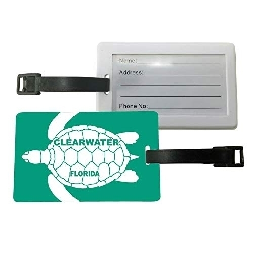 Clearwater Florida Green Turtle Design Souvenir Travel Luggage Tag 2-Pack