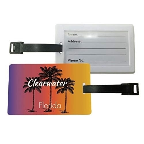 Clearwater Florida Palm Tree Surfing Trendy Souvenir Travel Luggage Tag 2-Pack