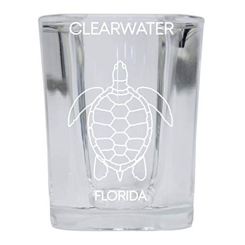 Clearwater Florida Souvenir 2 Ounce Square Shot Glass Laser Etched Turtle Design