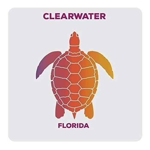Clearwater Florida Souvenir Acrylic Coaster 4-Pack Turtle Design