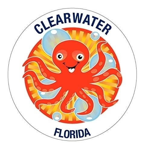 Clearwater Florida Souvenir 4 Inch Vinyl Decal Sticker Octopus Design