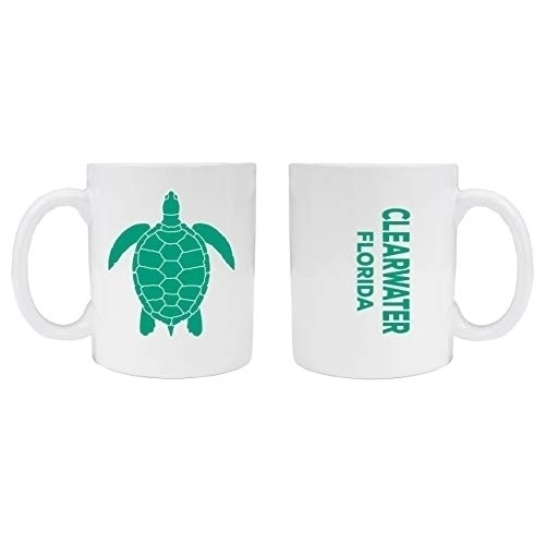 Clearwater Florida Souvenir White Ceramic Coffee Mug 2 Pack Turtle Design
