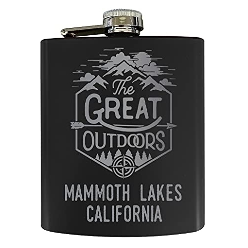 Mammoth Lakes California Laser Engraved Explore The Outdoors Souvenir 7 Oz Stainless Steel 7 Oz Flask Black