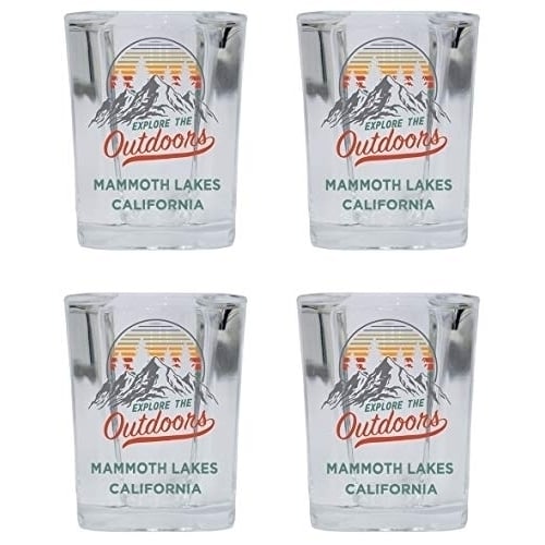 Mammoth Lakes California Explore The Outdoors Souvenir 2 Ounce Square Base Liquor Shot Glass 4-Pack