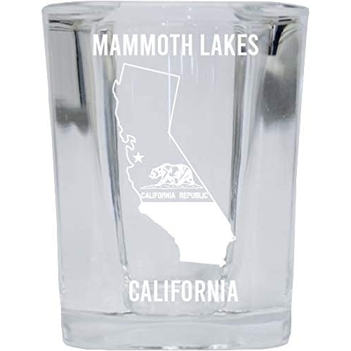 Mammoth Lakes California Laser Etched Souvenir 2 Ounce Square Shot Glass State Flag Design