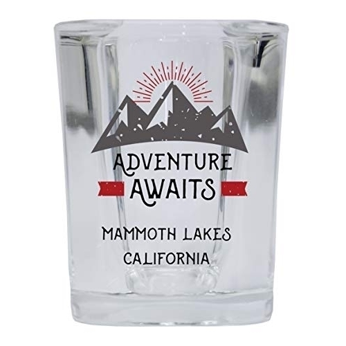 Mammoth Lakes California Souvenir 2 Ounce Square Base Liquor Shot Glass Adventure Awaits Design