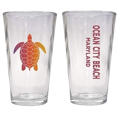 Ocean City Beach Maryland Souvenir 16 Oz Pint Glass Turtle Design