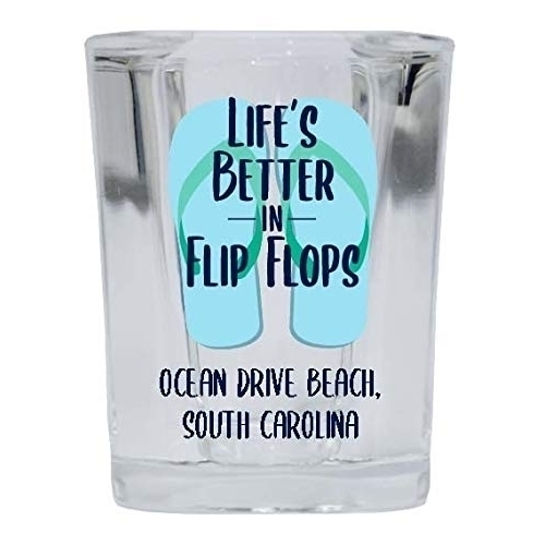 Ocean City Beach Maryland Souvenir 2 Ounce Square Shot Glass Flip Flop Design 4-Pack