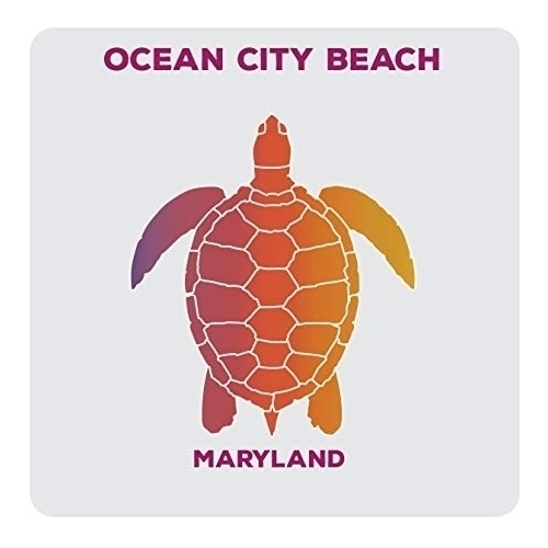 Ocean City Beach Maryland Souvenir Acrylic Coaster 8-Pack Turtle Design