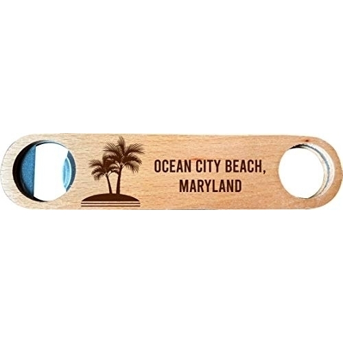 Ocean City Beach, Maryland, Wooden Bottle Opener Palm Design