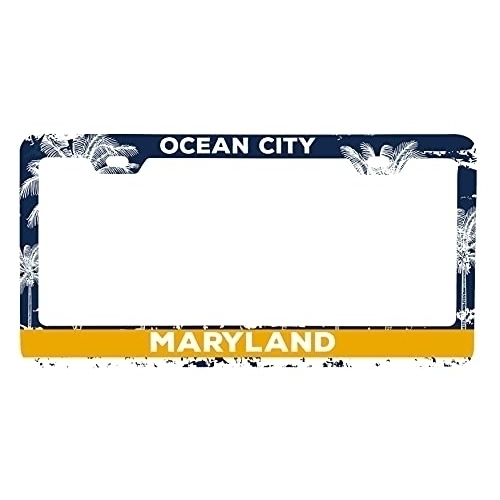Ocean City Maryland Metal License Plate Frame Distressed Palm Design