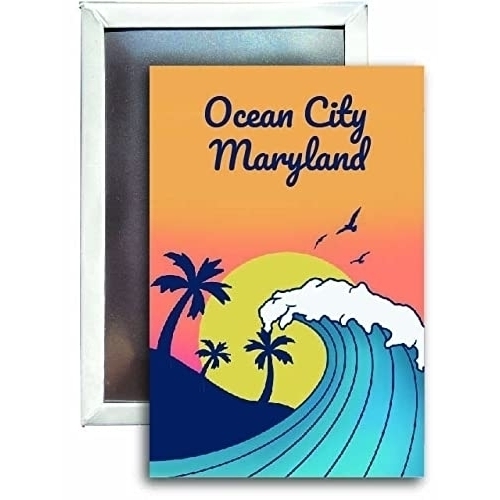 Ocean City Maryland Souvenir 2x3 Fridge Magnet Wave Design