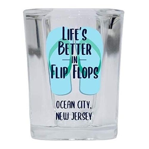 Ocean City Maryland Souvenir 2 Ounce Square Shot Glass Flip Flop Design