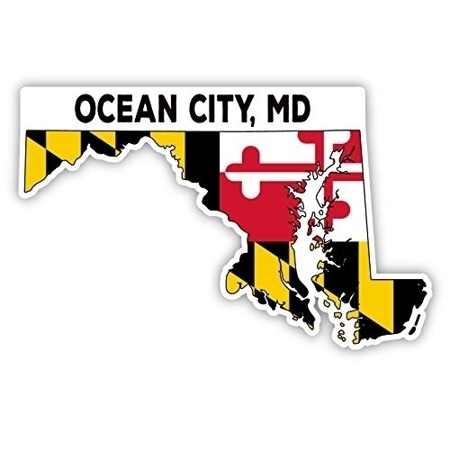Ocean City Maryland State Shape Vinyl Decal Sticker (Large 8x8-Inch) 2-Pack