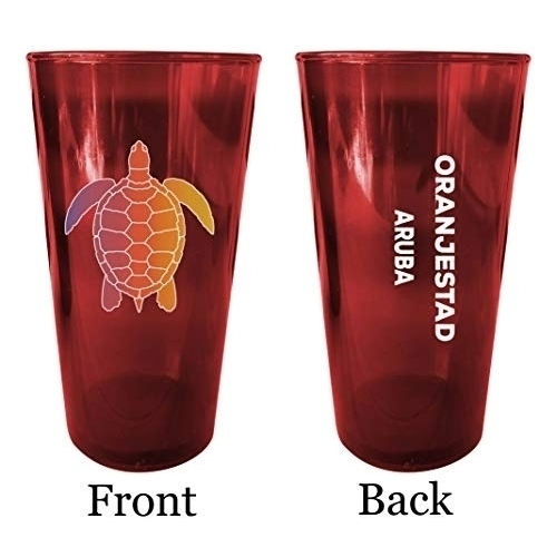 Orange Beach Alabama Souvenir 16 Oz Red Plastic Pint Glass 4-Pack
