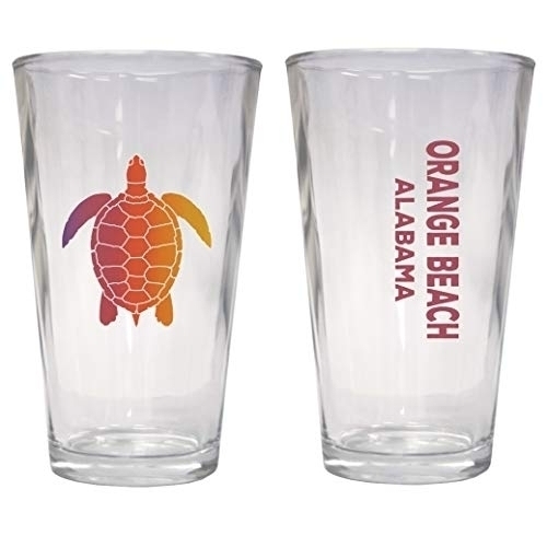 Orange Beach Alabama Souvenir 16 Oz Pint Glass Turtle Design
