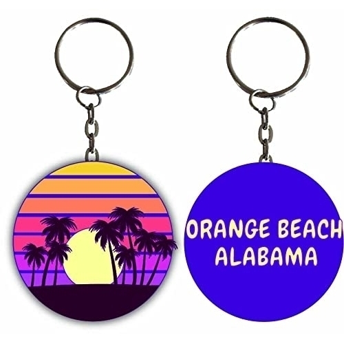 Orange Beach Alabama Sunset Palm Metal Keychain