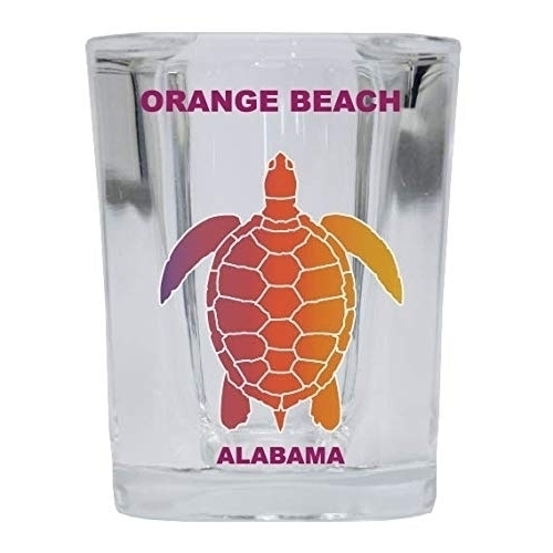 Orange Beach Alabama Souvenir Rainbow Turtle Design Square Shot Glass 4-pack