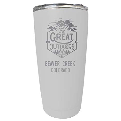 R And R Imports Beaver Creek Colorado Etched 16 Oz Stainless Steel Insulated Tumbler Outdoor Adventure Design White White.