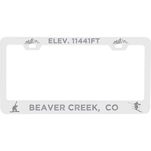 R And R Imports Beaver Creek Colorado Etched Metal License Plate Frame White