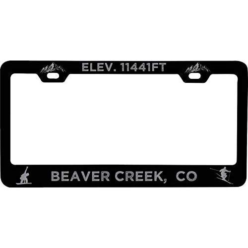 R And R Imports Beaver Creek Colorado Etched Metal License Plate Frame Black