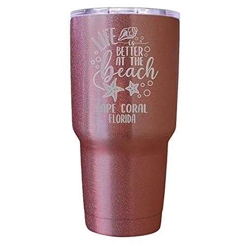 Cape Coral Florida Laser Engraved 24 Oz Insulated Stainless Steel Tumbler Rose Gold