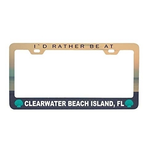 R And R Imports Clearwater Beach Island Florida Sea Shell Design Souvenir Metal License Plate Frame