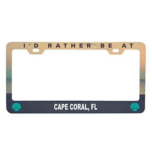 R And R Imports Cape Coral Florida Sea Shell Design Souvenir Metal License Plate Frame