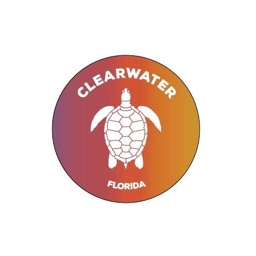 Clearwater Florida 4 Inch Round Decal Sticker Turtle Design