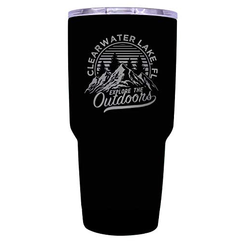 Clearwater Lake Florida Souvenir Laser Engraved 24 Oz Insulated Stainless Steel Tumbler Black.