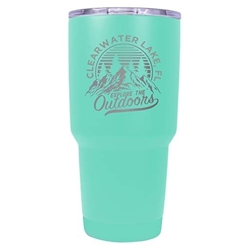Clearwater Lake Florida Souvenir Laser Engraved 24 Oz Insulated Stainless Steel Tumbler Seafoam.