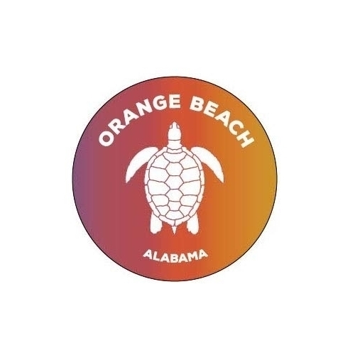 Orange Beach Alabama 4 Inch Round Decal Sticker Turtle Design