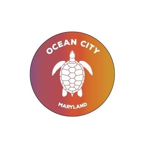Ocean City Maryland 4 Inch Round Decal Sticker Turtle Design